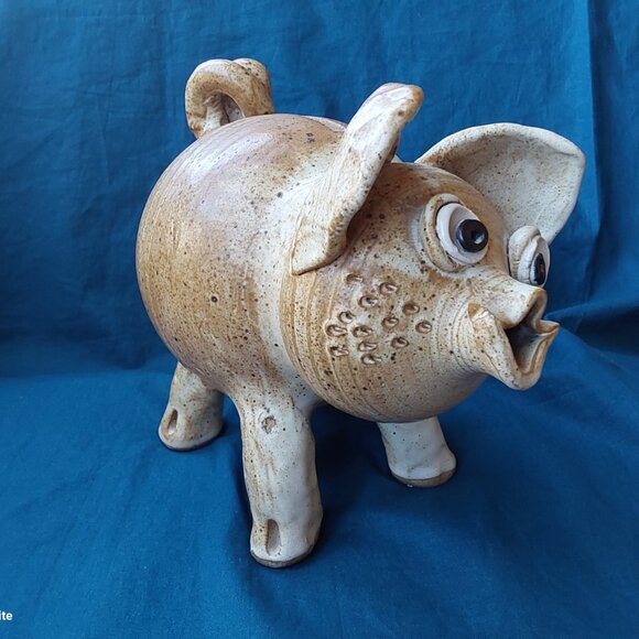 Epic whimsical 1980s studio pottery piggy bank made by Baalbergen excellent cond - Picture 8 of 8